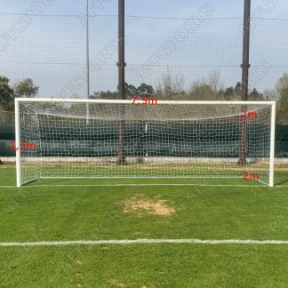 Redes Fut.11 4mm PPHT 12X12cm Ent. 7,50x2,50x2,00/2,00m S/Nós EN 748 Brancas